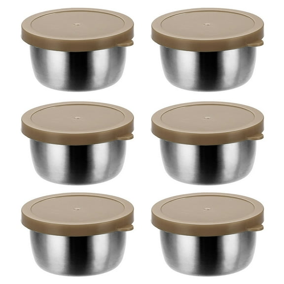 Yesbay 6 Pcs Sauce Cups with Easy Open Colorful Lids Leak-Proof 40ml Salad Dressing Containers Stainless Steel Snack Cups