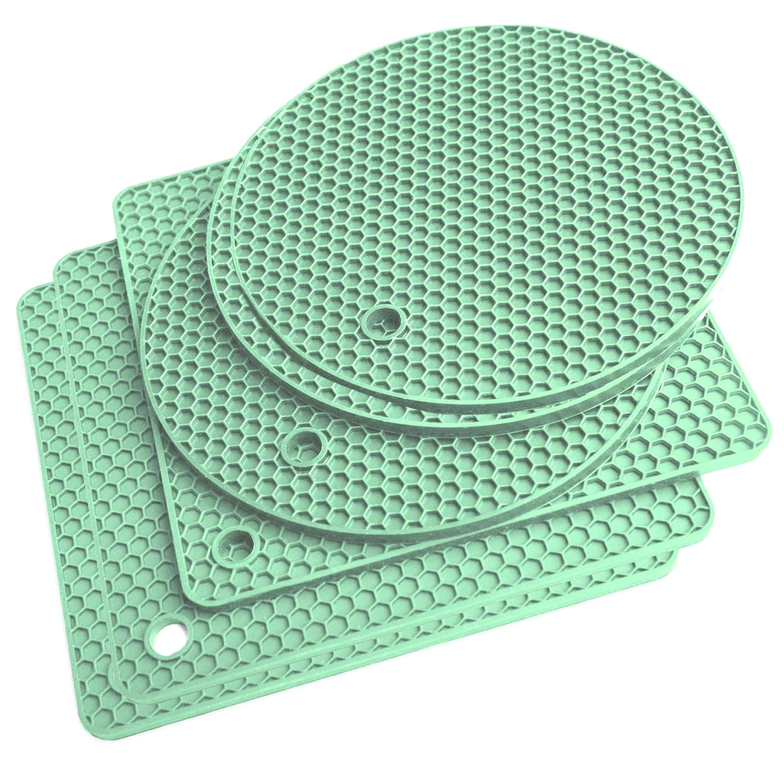 FoamEra  Pot Holder (Hot Pads) in Green Geometric Design [Pair]