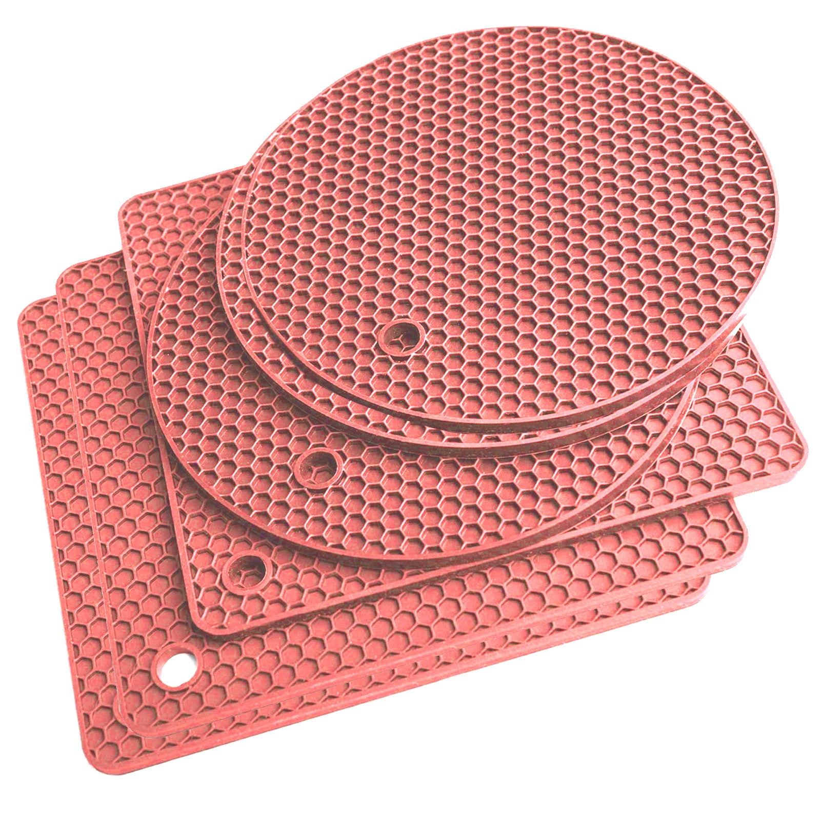 Fancy Round Silicone Hot Pot Holder Mat Heat Resistant Disc Pads PACK OF 6