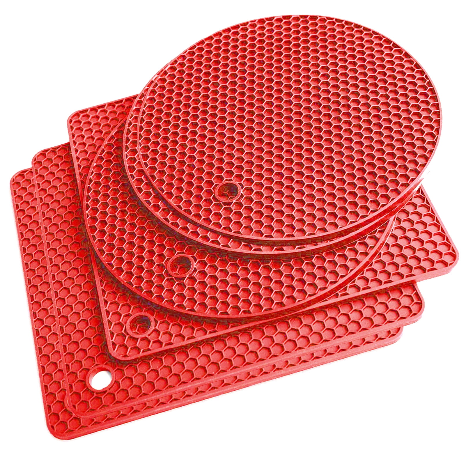 Yesbay 6Pcs Silicone Heat Resistant Honeycomb Pads Non-slip Hot Pot Holder  Drying Mats Potholders Kitchen Tools,Blue 