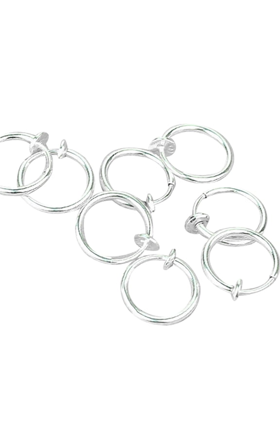 8 Pcs Punk Clip On Fake Piercing Nose Septum Lip Hoop Rings Earrings-
