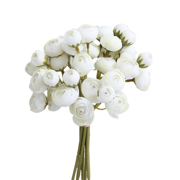 Yesbay 9Pcs/Bouquet Artificial Flowers Long Lasting Decorative Vibrant Roses Bloom Artificial Flowers for Wedding,White