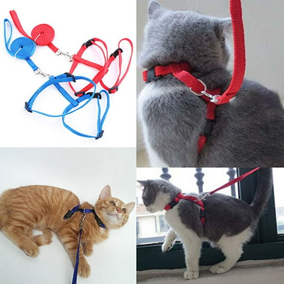 Yesbay Adjustable Nylon Cat Puppy Pet Harness Collar Lead Leash Traction Safety Rope