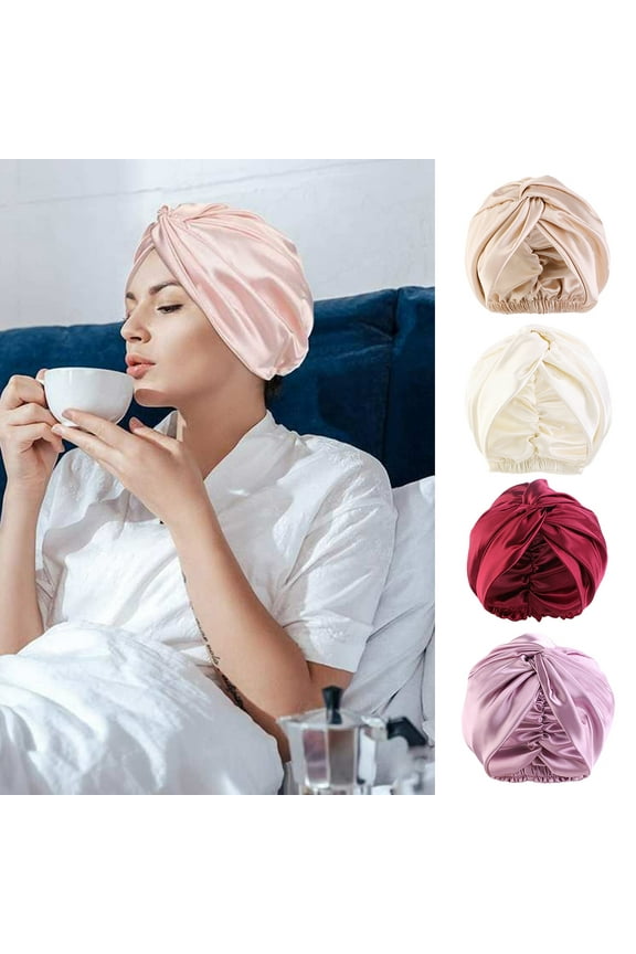 Adjustable Satin Faux Silk Bonnet Front Knot Back Adjustable Buckle Large Long Curly Hair Wrap Elastic Drawstring Beauty Hat