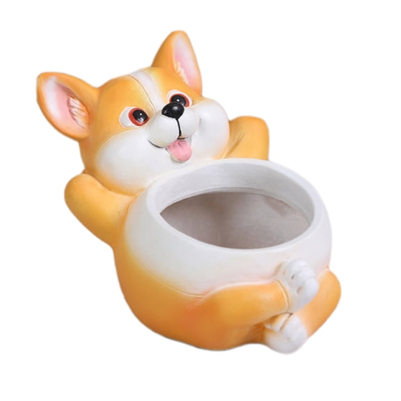 Yesbay Animal Flower Pot Cat Dog Succulents Pots Resin Planter with Drainage Hole for Succulents Desk Decoration
