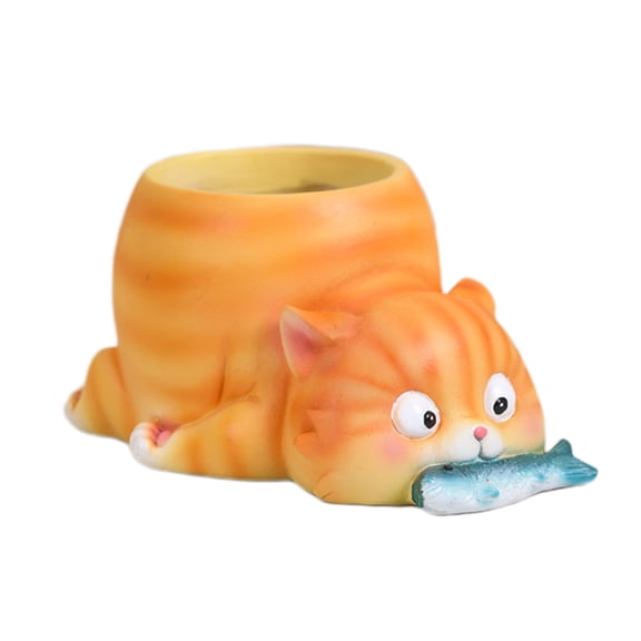 Yesbay Animal Flower Pot Cat Dog Succulents Pots Resin Planter with Drainage Hole for Succulents Desk Decoration