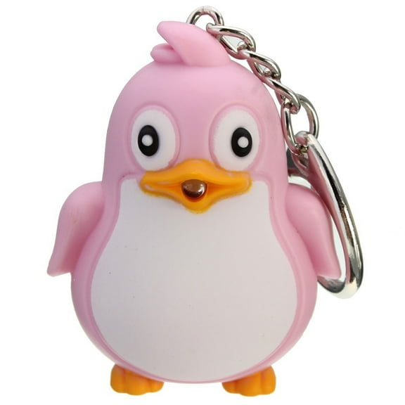 Yesbay Animal Penguin LED Light with Sound Key Chain Key Ring Torch Xmas Gift