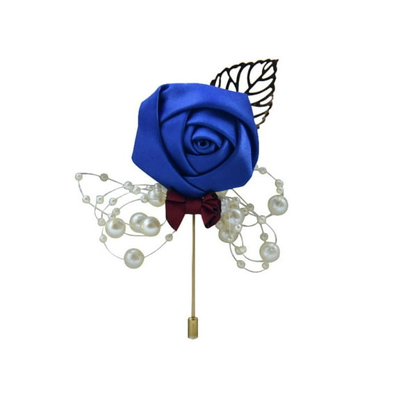 Yesbay Artificial Flower Leaf Boutonniere Corsage Wedding Ceremony Bride Groom Brooch