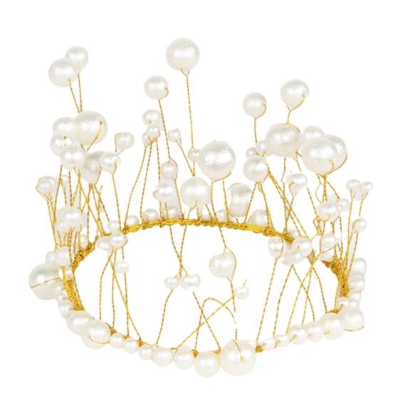 Yesbay Artificial Pearl Princess Crown Headdress Cake Topper Wedding Party Decoration,Cake Decoration