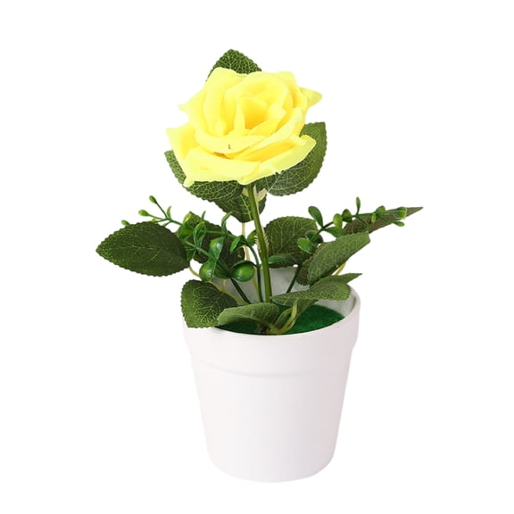 Yesbay Artificial Potted Rose Desktop Faux Rose Bonsai Reusable Artificial Rose in Flower Pot