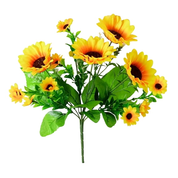 Yesbay Artificial Sunflower 13 Head Realistic Fake Silk Flower Wedding Party Table Centerpiece Faux Bloom Decoration