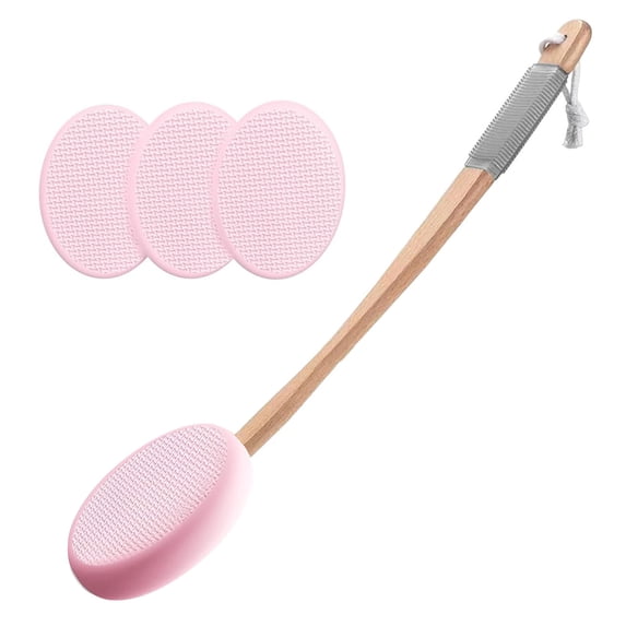 Yesbay Back Lotion Applicator with Replaceable Cotton Pads Even Coverage Sunscreen Cream Applicator with Curved Handle Back Feet Cleaning Bath Scrubber for Elderly