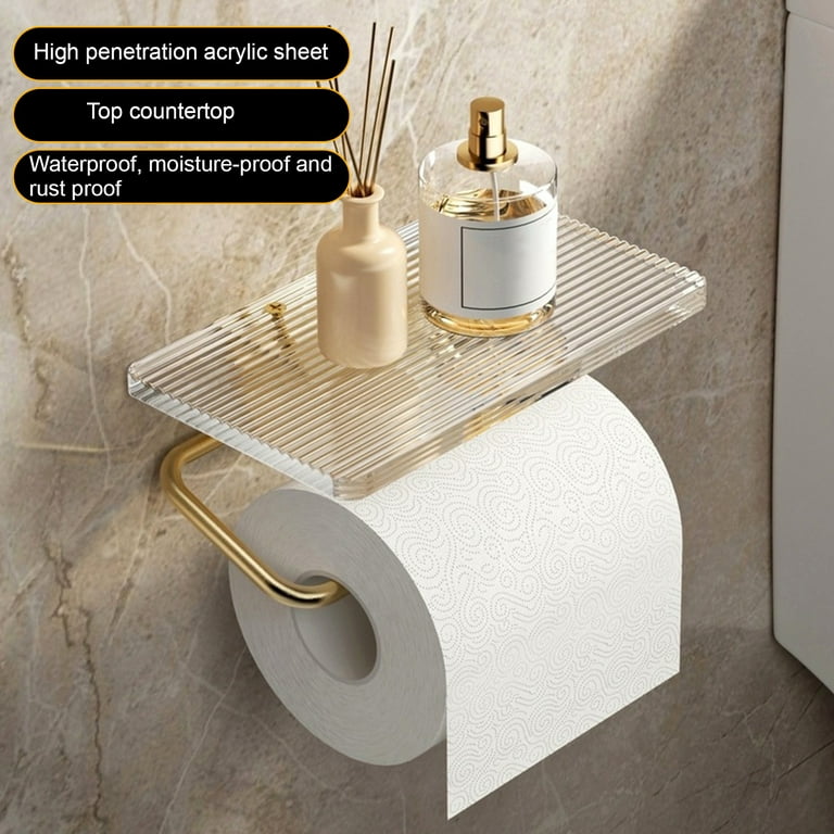 Yesbay Bathroom Tissue Holder with Top Shelf Adjustable Angle 