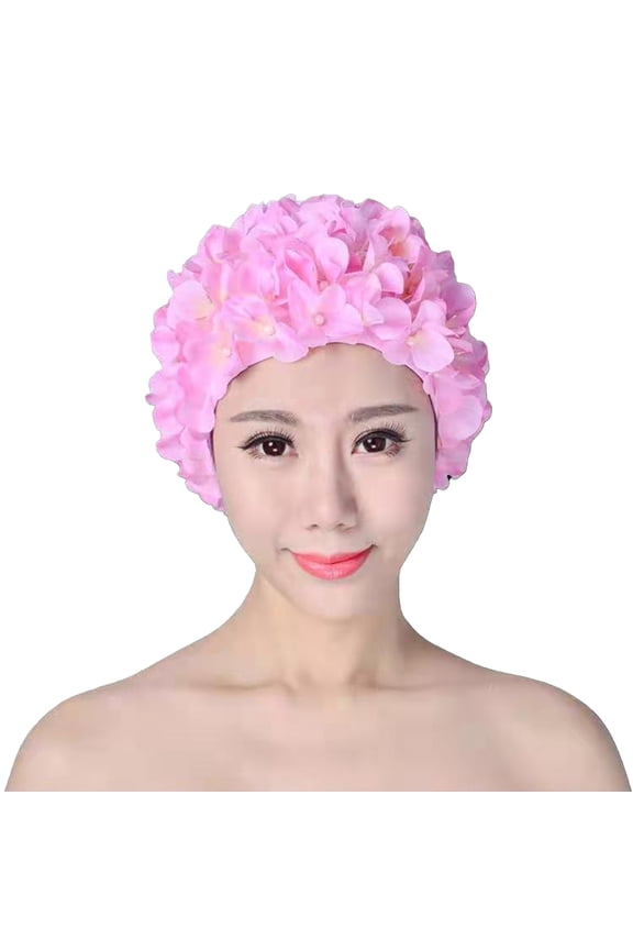 Beach Swimming Hat Flower Decor Soft Breathable Ear Elastic Underwater Activity Women Diving Hat Headwear