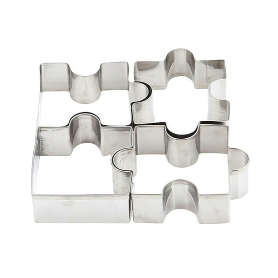 Yesbay Biscuit Mold 4Pcs/Set Puzzle Shape Stainless Steel Biscuit Mold Cookie Cake DIY Mould Cutter