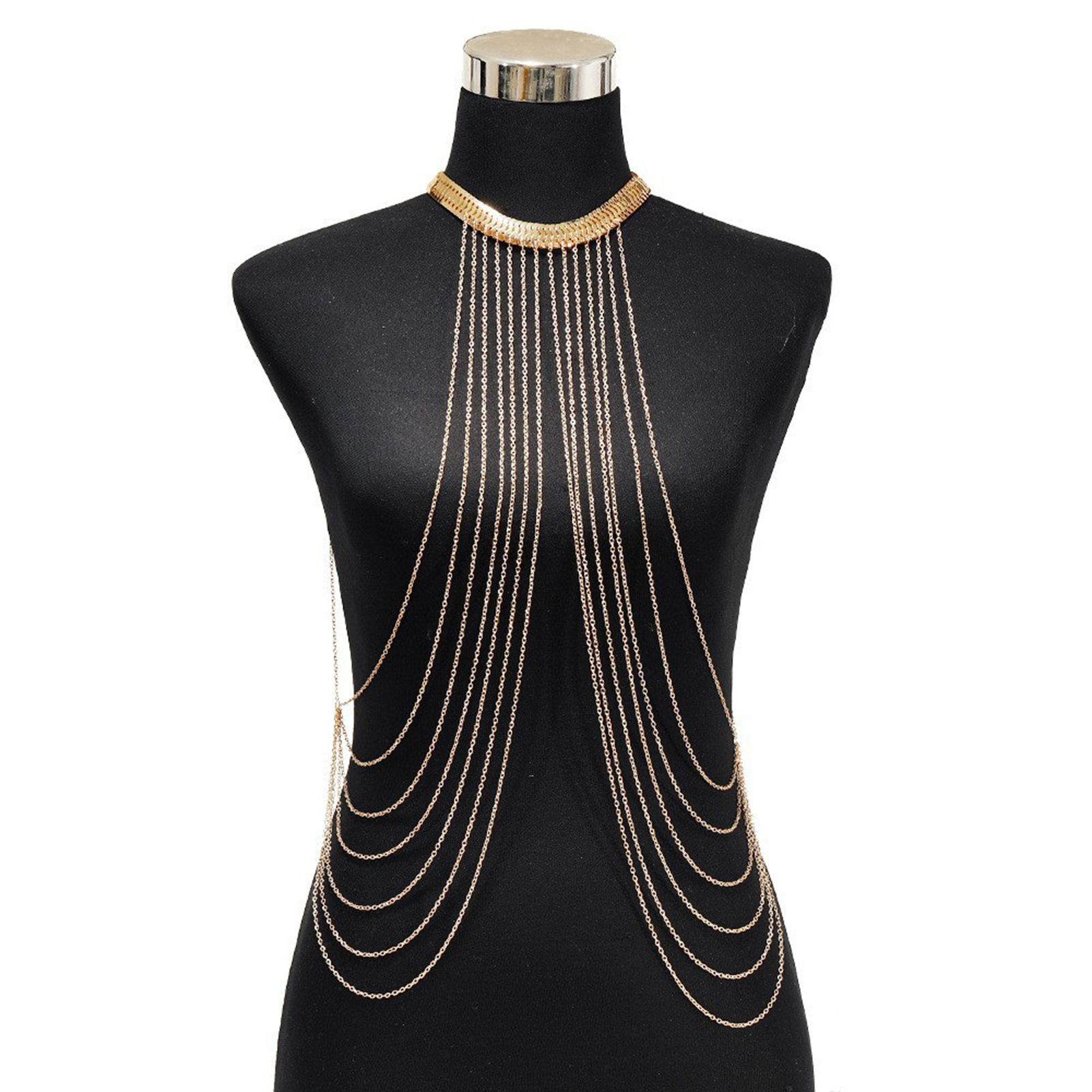 Yesbay Body Chain Multi-layered Tassel Chest Chain Snake Bone Shape ...