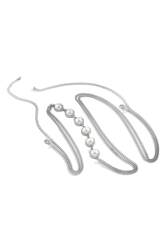 Bra Chain Cross Shiny Faux Pearls Golden Silver Color Boho Beach Bikini Chest Body Chain Necklace Club Accessories