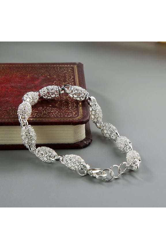 Bracelet Elegant Anti-rust Women Silver Plated Hollow Ball Bangle Chain for Travel