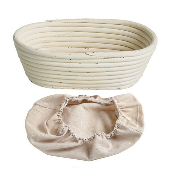 Yesbay Bread Proofing Basket with Liner Oval Round Banneton Dough Proofing Bowls, Handmade Sourdough Bread Rattan Fermentation Basket Baking Supplies