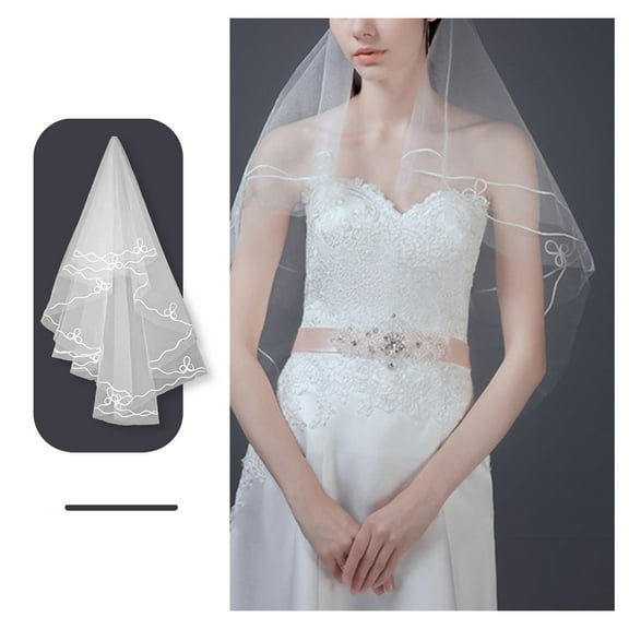 Yesbay Bride Wedding Veil Tulle Ultrathin See-through Mesh Single-layered Lightweight Decorative Bridal Veil Photo Prop Marriage Wedding Accessories
