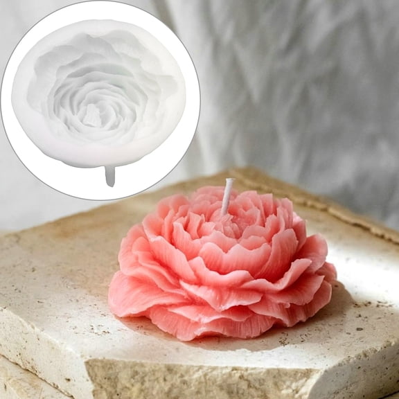 Yesbay Cake Mold Easy to Demould Convenient Cleaning Reused Thin Soft Make Aromatherapy Silicone Big Peony Candle Mold Household Supplies