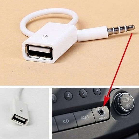 Yesbay Car MP3 3.5mm Male AUX Audio Plug Jack to USB 2.0 Female Converter Cable Cord