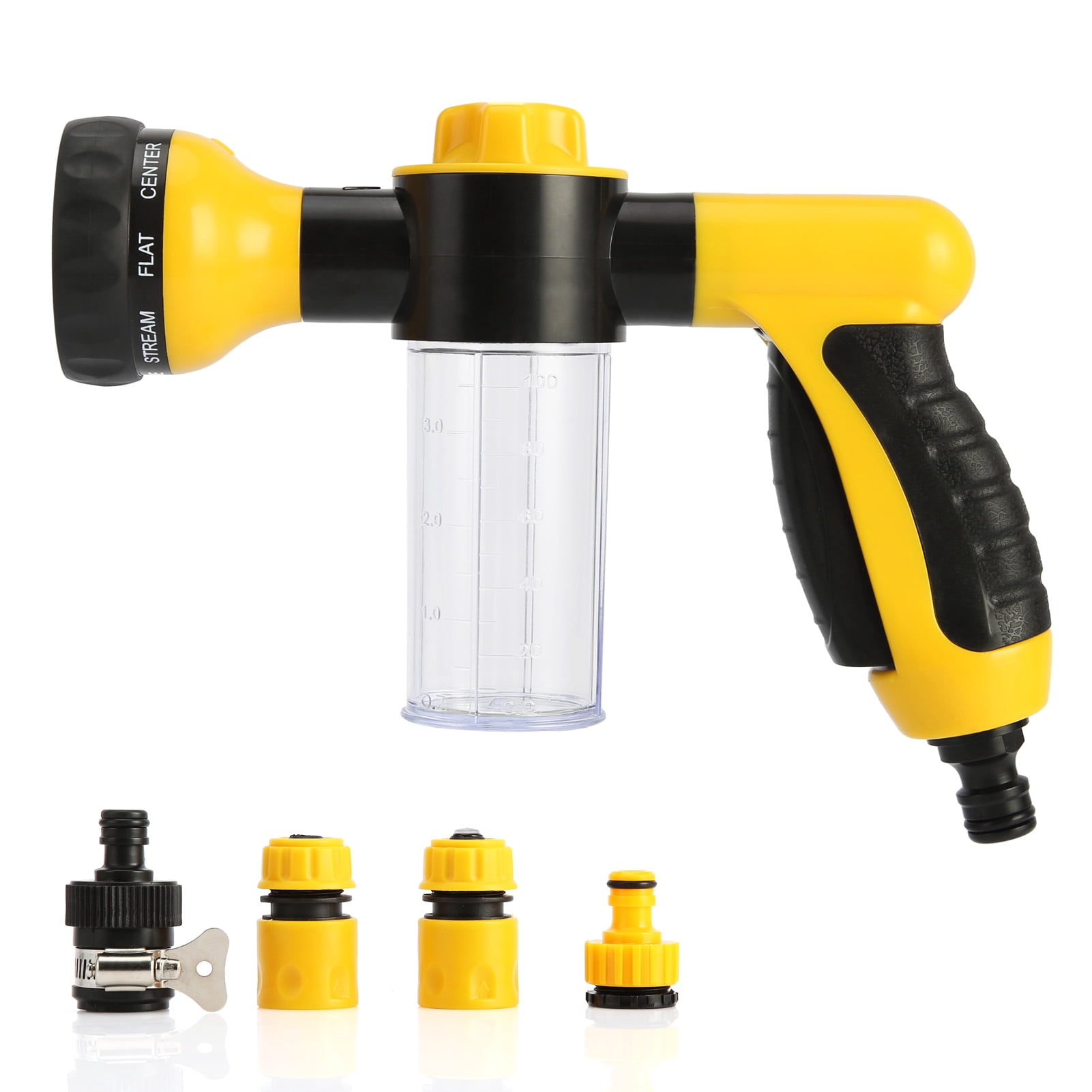 Yesbay Car Wash Foam Sprayer 8 Modes Adjustable Hose Water Blaster with Quick Connectors to Any Garden Hose for Home Cleaning Plants Watering