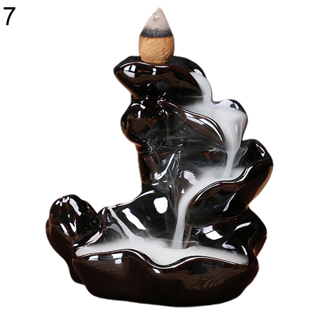 Yesbay Censer Ceramic Waterfall Backflow Incense Burners Holder Censer Diffuser Home Decor