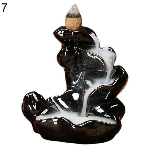 Yesbay Censer Ceramic Waterfall Backflow Incense Burners Holder Censer Diffuser Home Decor
