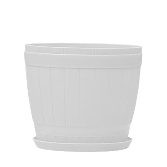 Yesbay Ceramic-like Flower Succulent Plant Pot Planting Holder Flowerpot with Tray 5.11" x 4.32"