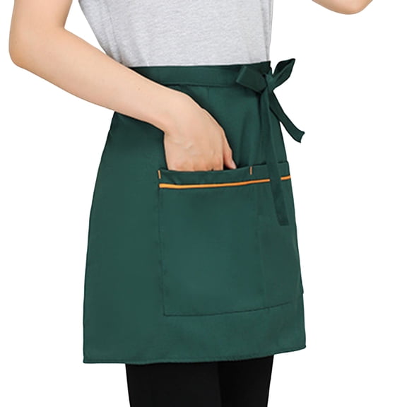 Yesbay Chef Work Bib Apron with Pockets Oil Stain Resistant Waterproof Half Work Apron for Home Kitchen Bar Baking Server Aprons