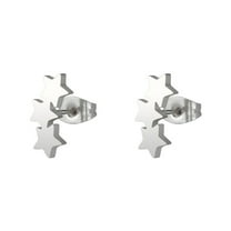 Yesbay Chic Triple Star Ear Studs Stainless Steel Earrings Women Piercing Jewelry Charm