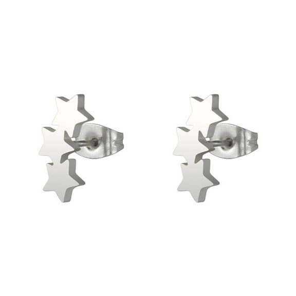 Yesbay Chic Triple Star Ear Studs Stainless Steel Earrings Women Piercing Jewelry Charm
