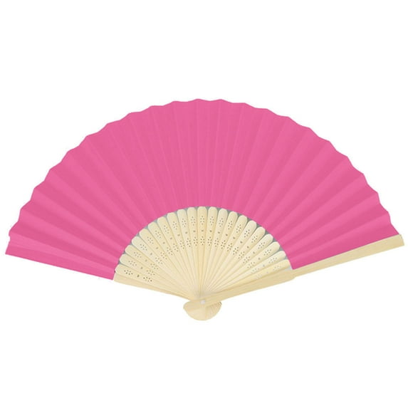 Yesbay Chinese Style Blank Folding Hand Held Bamboo Paper Pocket Fan DIY Craft Gift,Rose Red