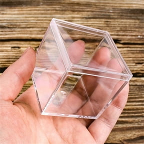 Yesbay Clear Acrylic Plastic Square Cube ,4Pcs Small Box with Lid Case Storage Boxes for Candy Pill and Tiny Jewelry