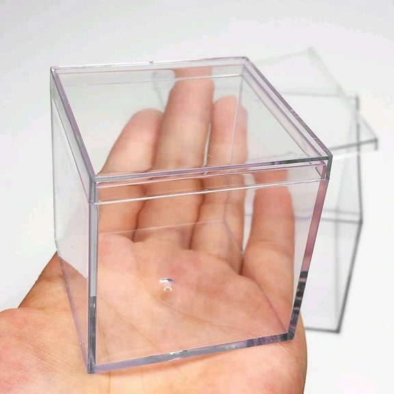 Yesbay Clear Acrylic Plastic Square Cube ,4Pcs Small Box with Lid Case Storage Boxes for Candy Pill and Tiny Jewelry