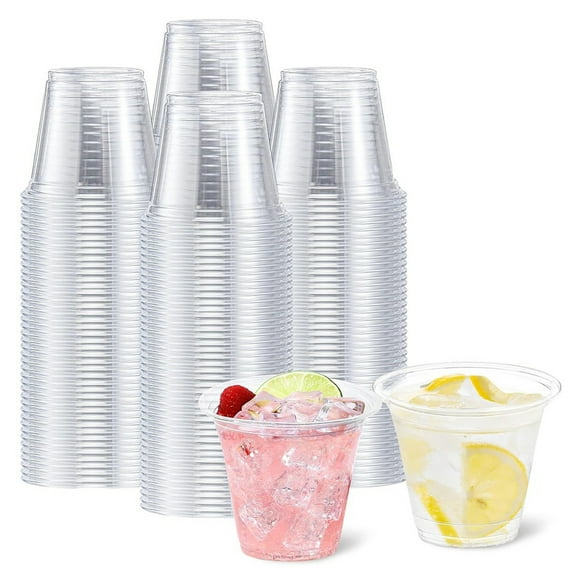 Yesbay Clear Plastic Cups Thickened Drinking Cups for Parties Weddings Bars 9 Oz Food Safe Disposable Cups