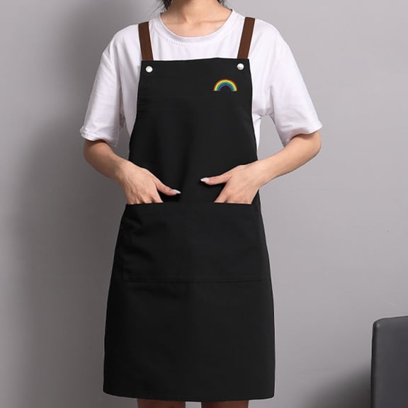 Yesbay Cooking Apron Waterproof Wide Application with Pockets Oil Proof PVC Apron for Home