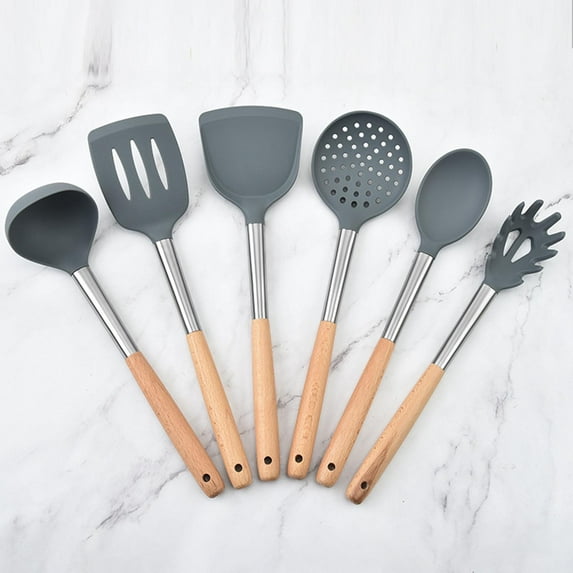 Yesbay Cooking Spatula with Hole Beech Colander Spoon Spatula Kitchen Utensils