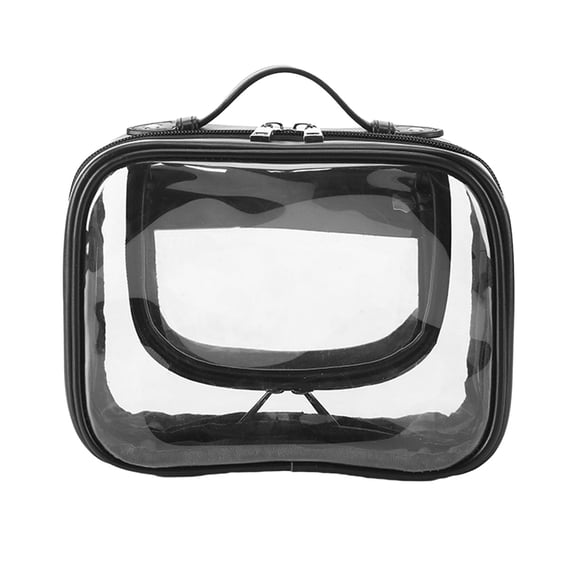 Yesbay Cosmetic Bag Visible Large Capacity Zipper Closure with Handle Travel Makeup Storage Bag Home Supplies