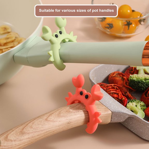 Yesbay Crab Shaped Silicone Spatula Holder Rack Anti Scalding Spoon Rest Clip for Cooking Pot Non Perforated Fork Utensil Stand Kitchen Gadget