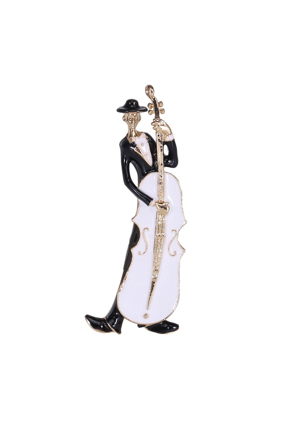 Creative Enamel Cello Musician Shape Brooch Character Pin Dress Coat Shawl Lapel Pin Outfit Badge Accessories Jewelry Gift