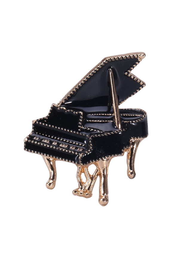 Creative Piano Shape Brooch Pin Alloy Musical Instrument Shining Rhinestone Decor Coat Badge Clothes Accessories