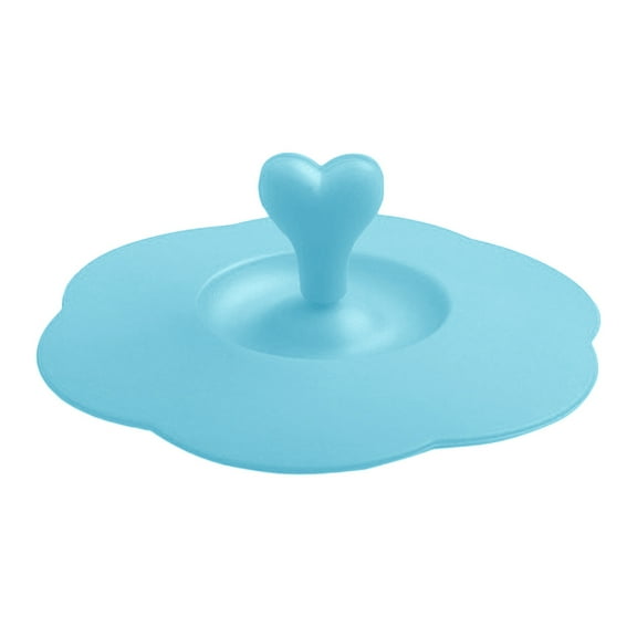 Yesbay Cup Cover Cup Cover Food-grade Heart Handle Silicone Solid Color Anti-dust Cup Lid for Cup