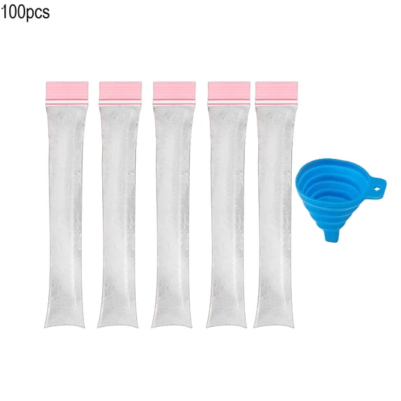 Yesbay Disposable Popsicle Bag Freezer Tubes with Zip Seals And Funnel Leak-Proof DIY Popsicle Mold for Ice Pops Yogurt Juice Smoothies