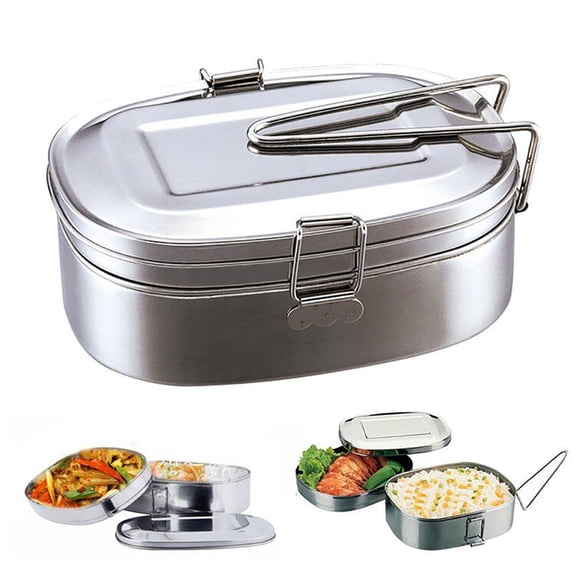 Yesbay Double Layers Bento Lunch Box Student Stainless Steel Food Storage Container,Extra Large
