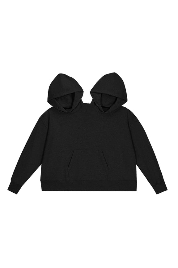Double One-piece Sweatshirt for Couples Two Person Hoodie Plus Size with Pocket Loose Partner Intimacy Hoodie Valentines Day Gift