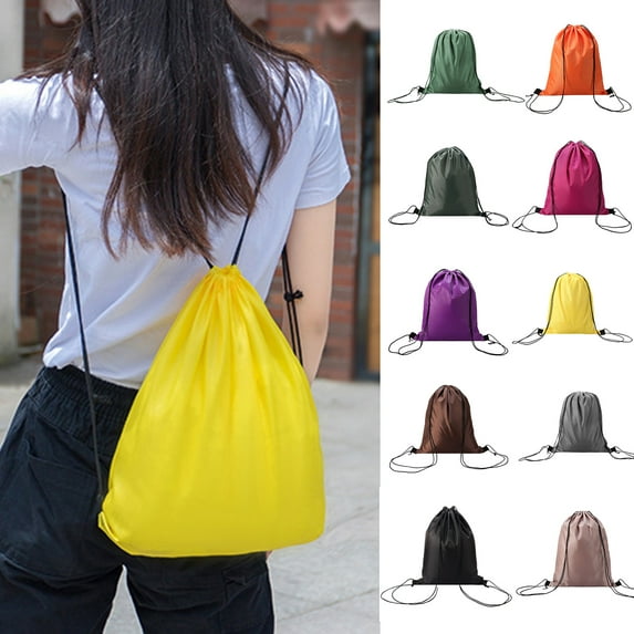 Yesbay Drawstring Backpack Folding Waterproof Lightweight Hanging Storage Bag Outdoor Bag