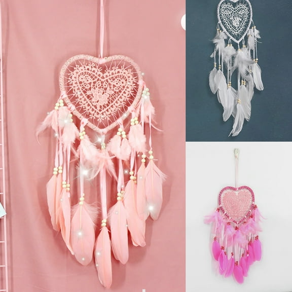 Yesbay Dream Catcher Heart Feather Beads Wall Hanging Girl Room Window Decor Ornament,Hanging Decoration