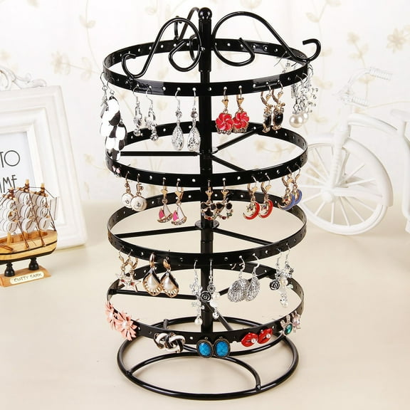 Yesbay Earring Holder Organizer with Stable Base Adjustable 4-Tiers Rotating Earrings Display Stand Desktop Jewelry Organizer